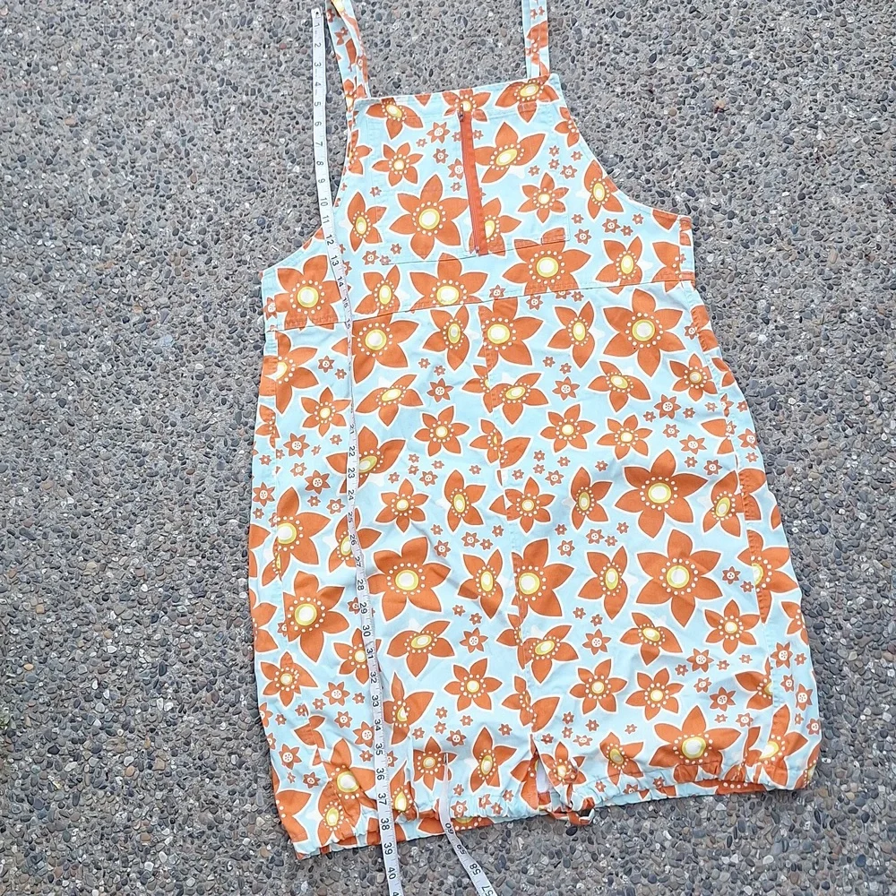 Vintage 70s Floral Cotton Overall Hippie Dress Whimsical Colorful L/XL - Picture 11 of 11